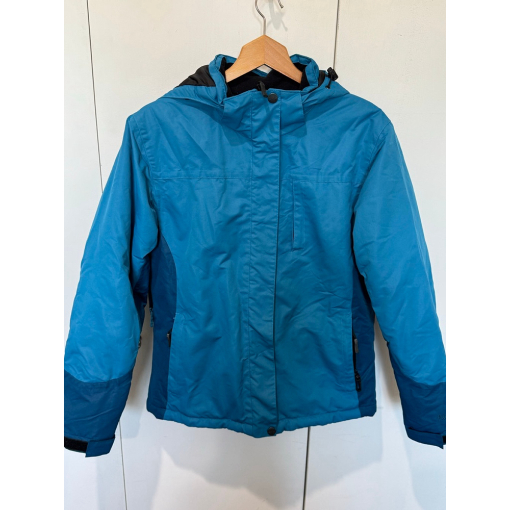 Women's Pulse Blue & Dark Blue Ski Snow Jacket Size M zip pockets and hood